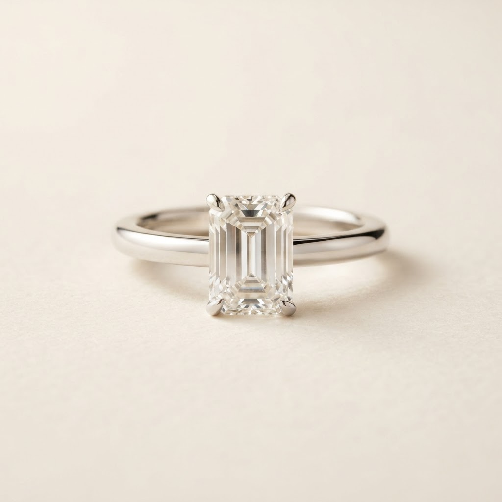 Horizon — pièce acquise, bague diamant naturel taille émeraude