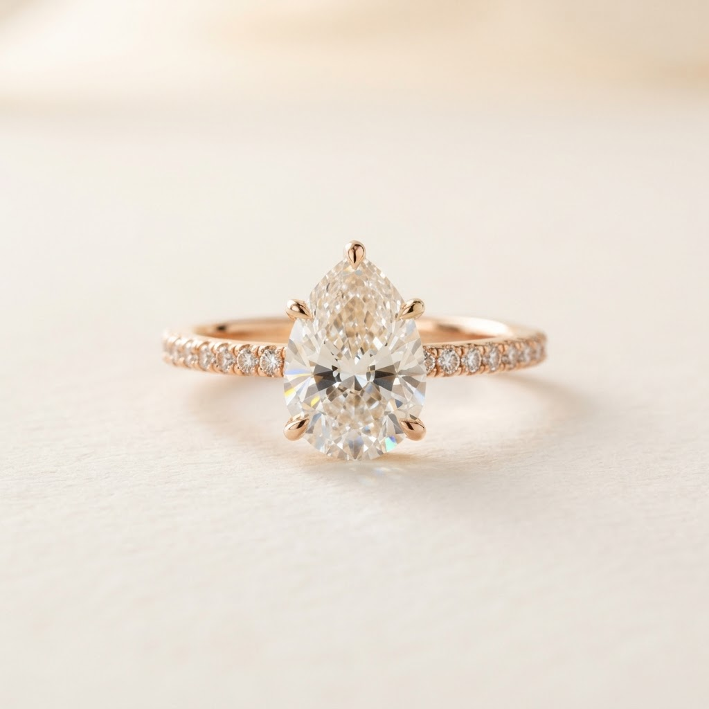 Lumière — bague de fiançailles diamant naturel, taille poire